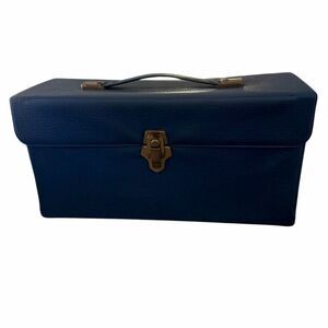 VTG 8 Track Tape Carrying Case Holder Storage Box Faux Leather Holds 10 Blue